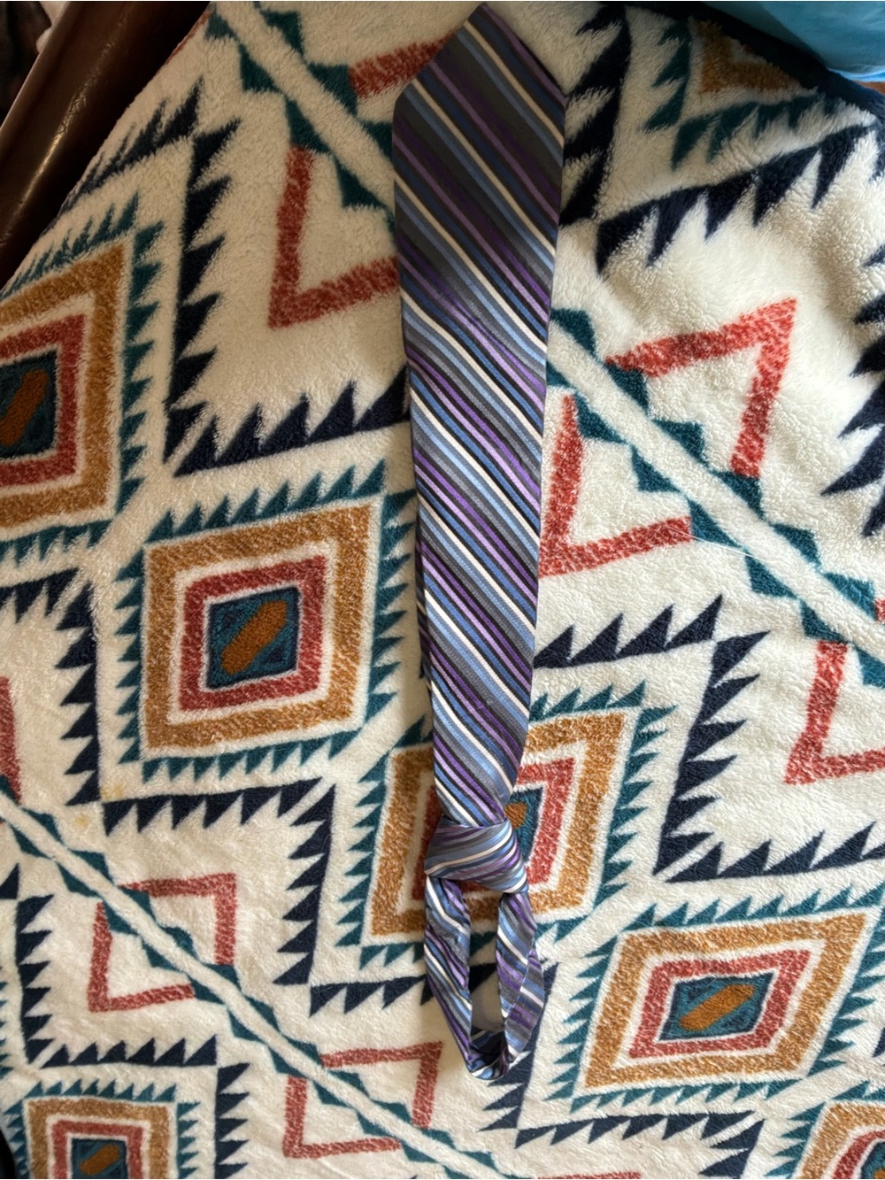 Michael Kors Purple and Blue Striped Men's Tie
